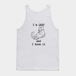 I’m LAZY and I know it Funny Cat Design Tank Top